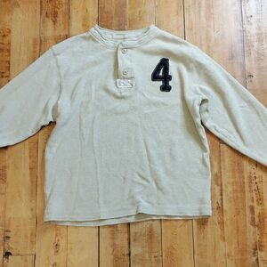 Gap Long Sleeve Shirt size 10 Waffle Knit Cream Varsity Shirt Fall Winter Cotton